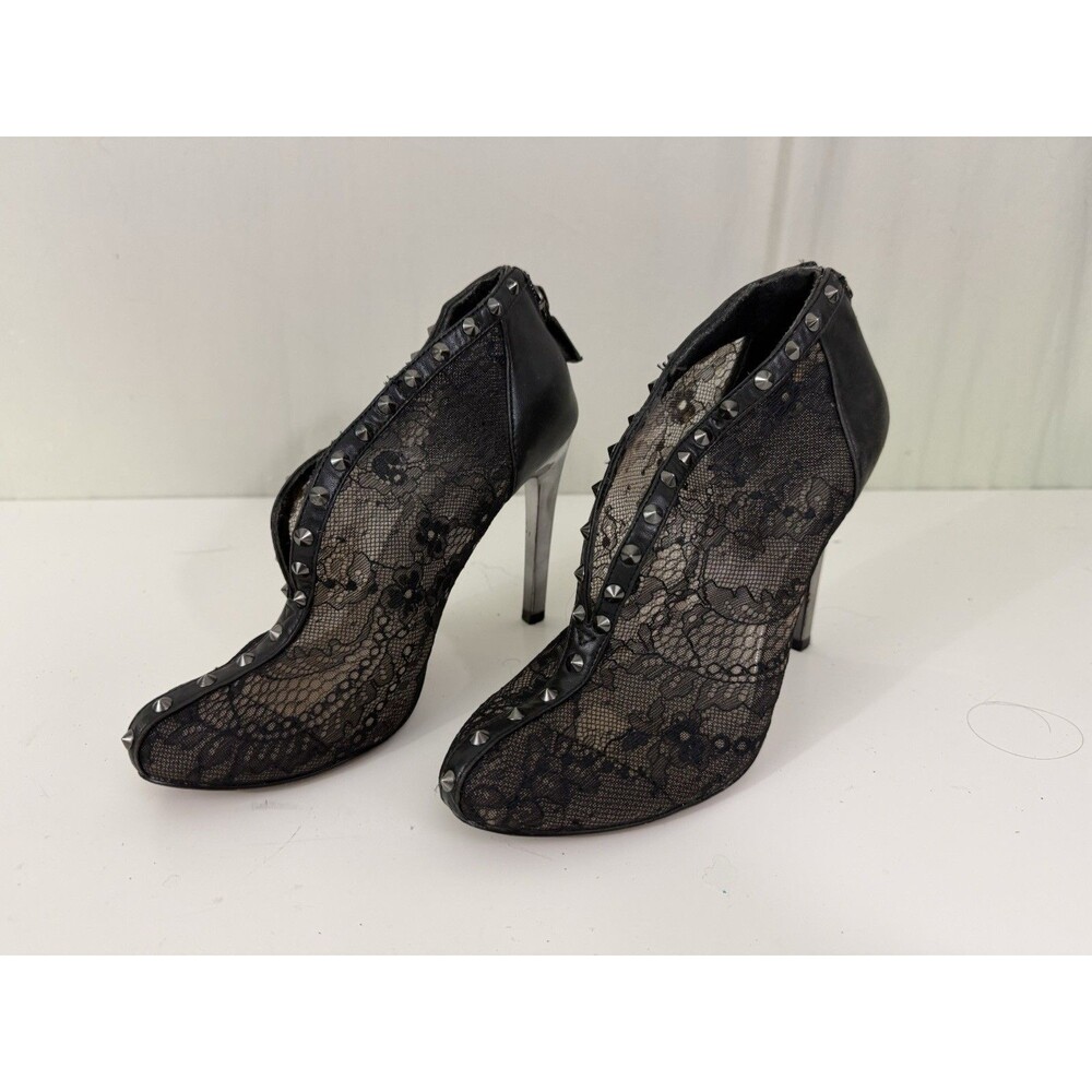 BCBGMAXAZRIA Womens Black Lace High Heel Booties Sz 6 Gothic Glam Victorian Punk